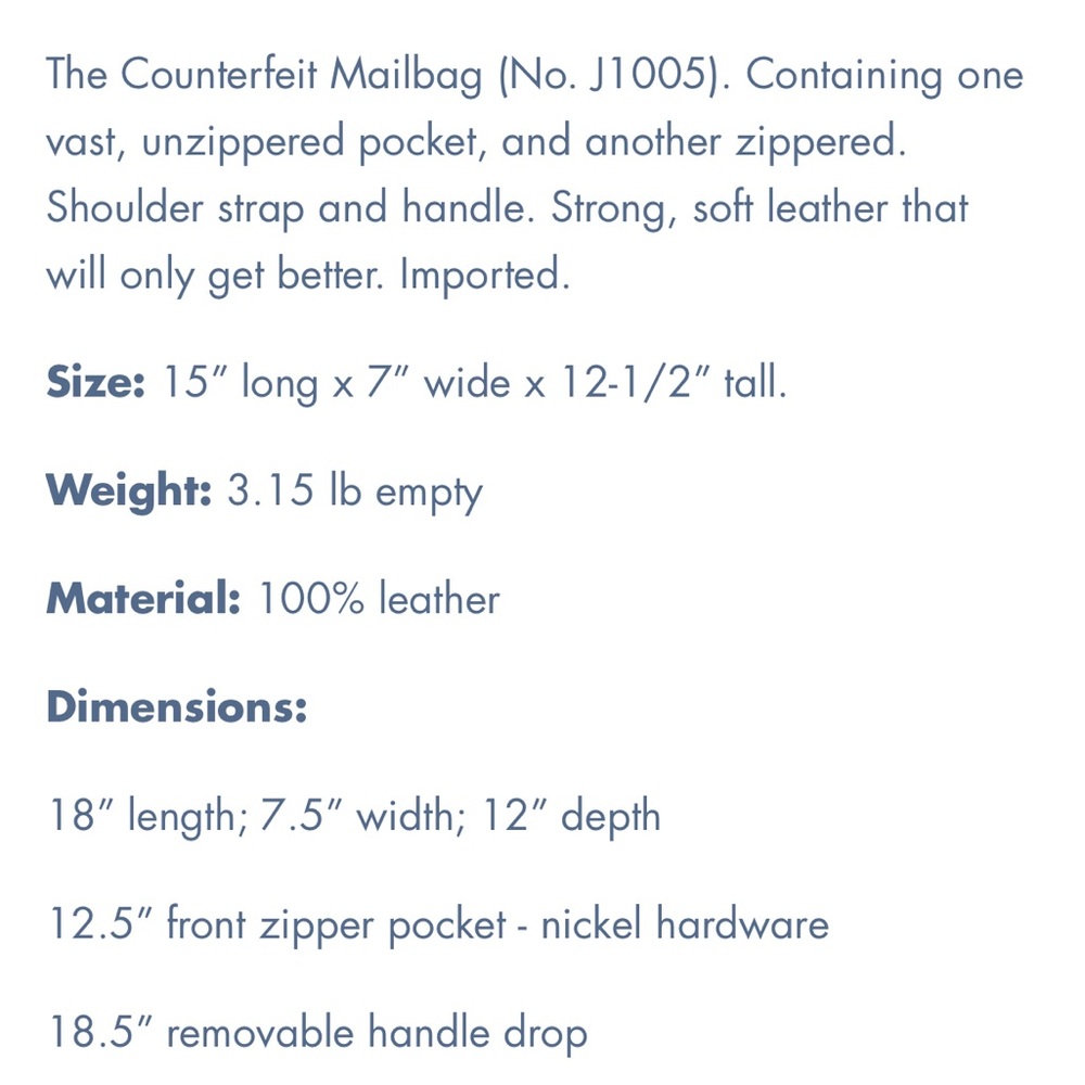 The J. Peterman Company Counterfeit Mailbag - Picture 11 of 13